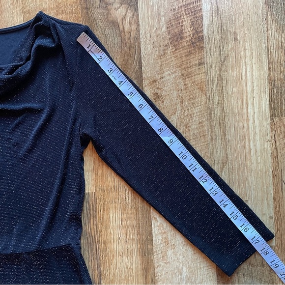 H&M‎ Black and Gold Ribbed Cowl Neck Sheath Dress - Picture 6 of 9